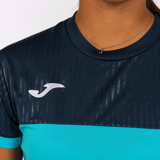Camiseta de manga curta Joma Montreal, turquesa fluorescente/azul marinho