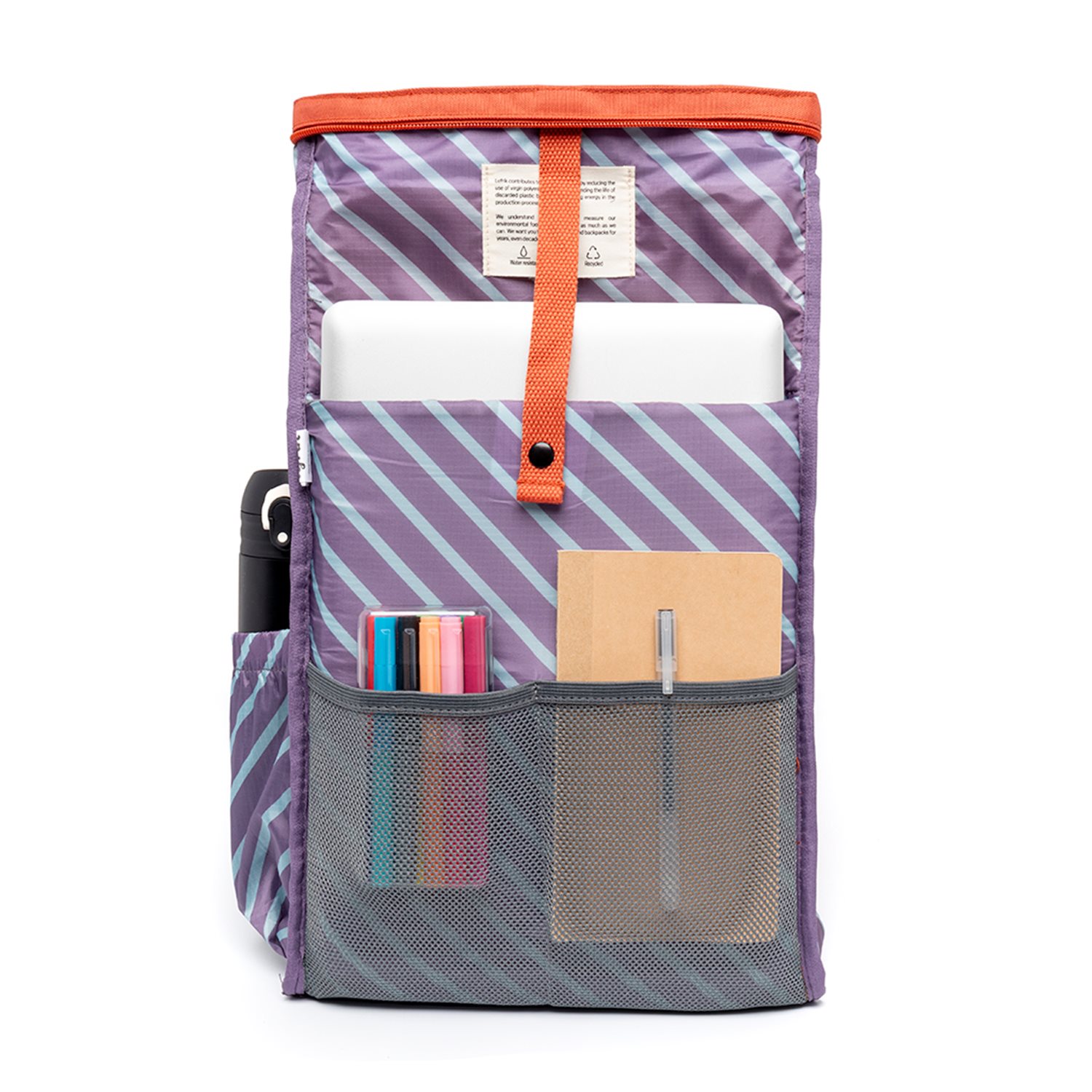Lefrik Roll Mini Backpack stripes orange