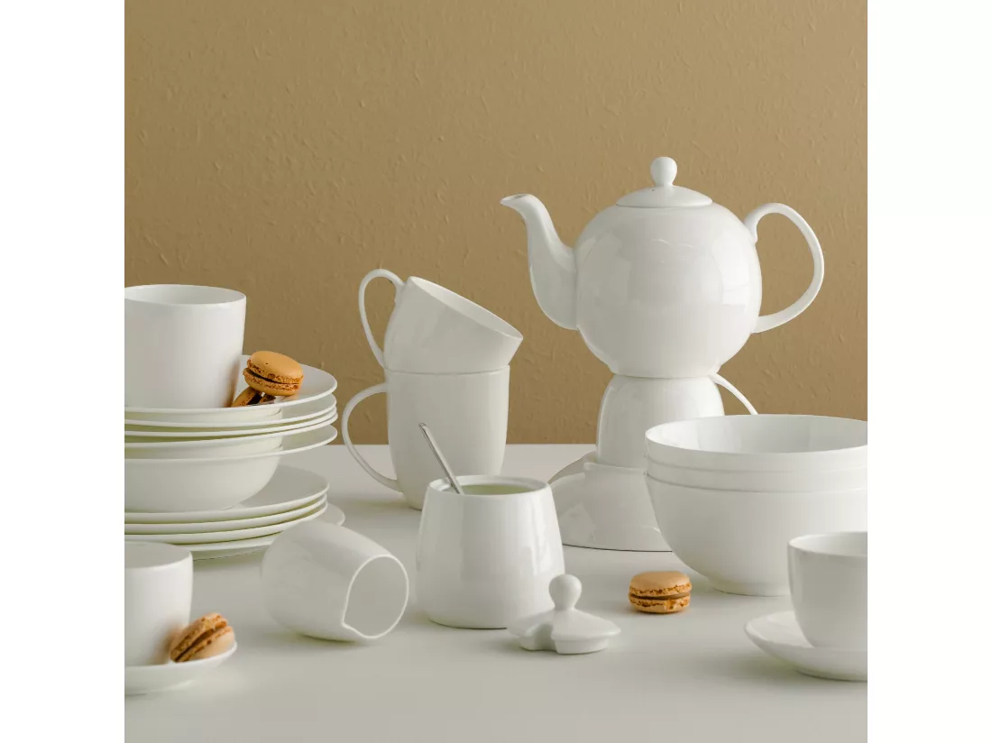 Tasse Avec Soucoupe Bianco Blanc Moyen 7.6 x 14.1