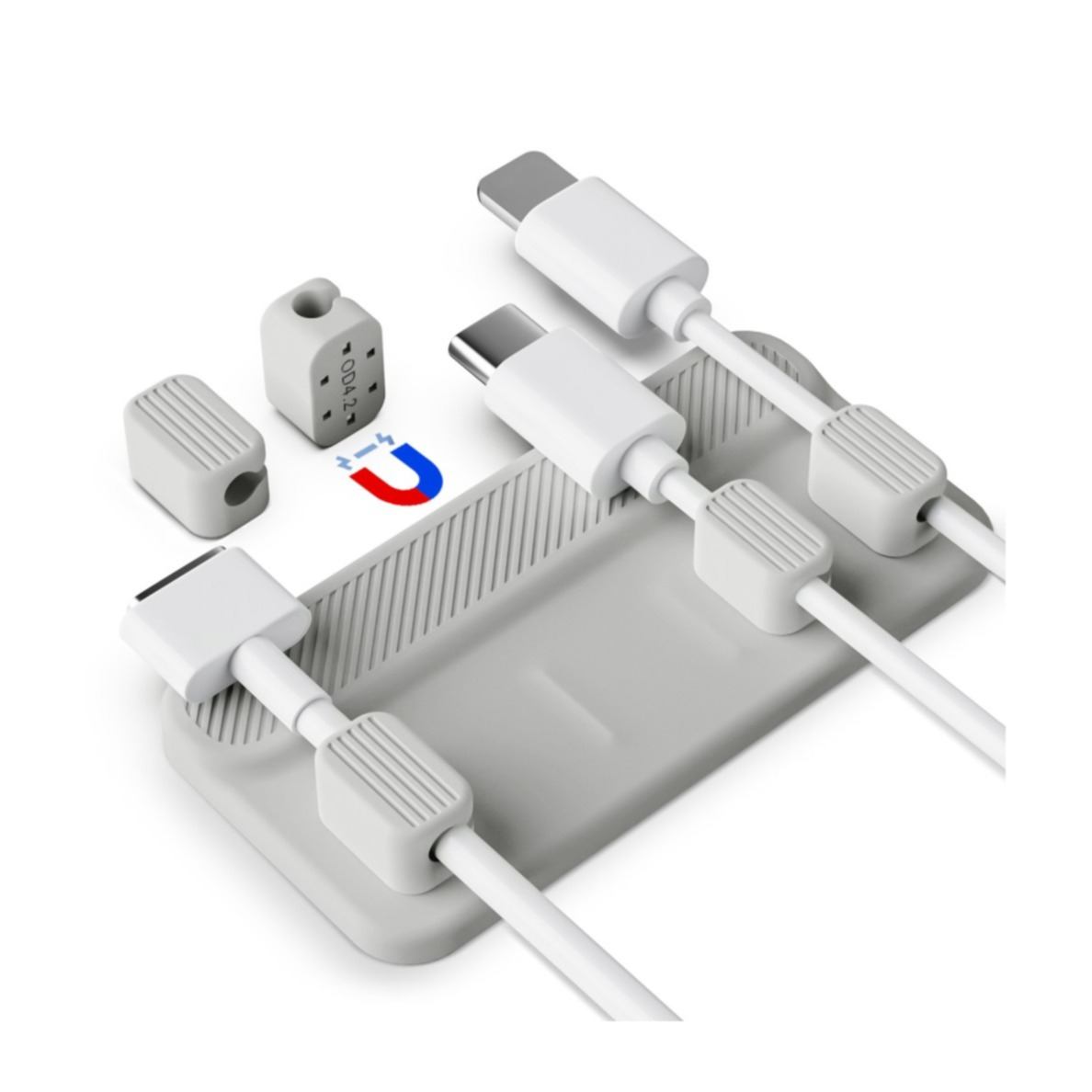Selbstklebender Kabelhalter Vielzweck Kabelführung Organizer mit 5 Magnetischen Clips - Grau