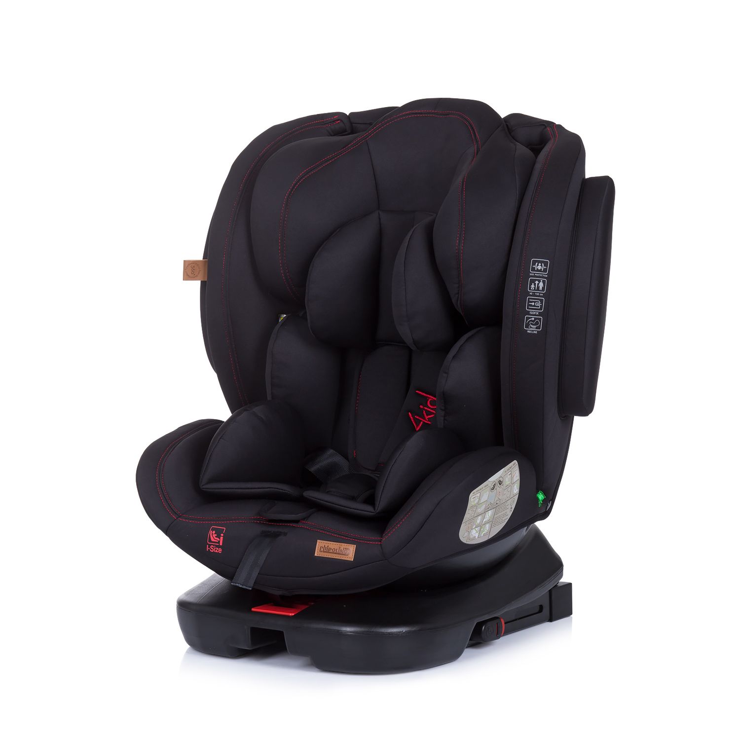 Chipolino Kindersitz 4KID i-Size (40 - 150 cm) Isofix, Kopfstütze verstellbar schwarz