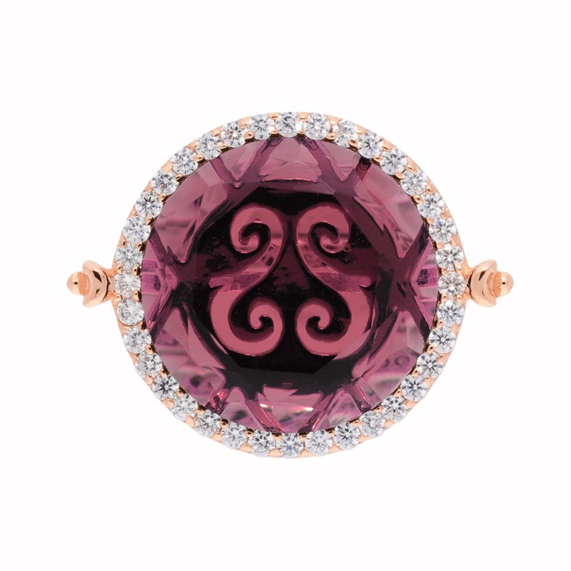 Bague Argent Rose Disque Prune