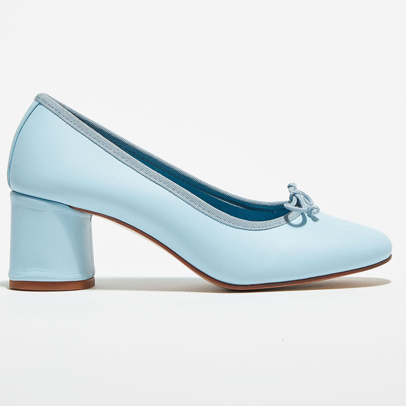 Quartier Latin Ballerines en Cuir Lisse Charlie bleu ciel - Talon 6 cm