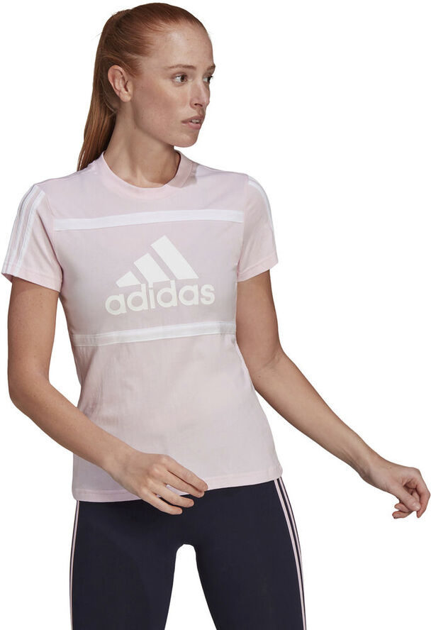 adidas Essentials Logo Colourblock Cotton T-shirt Pink