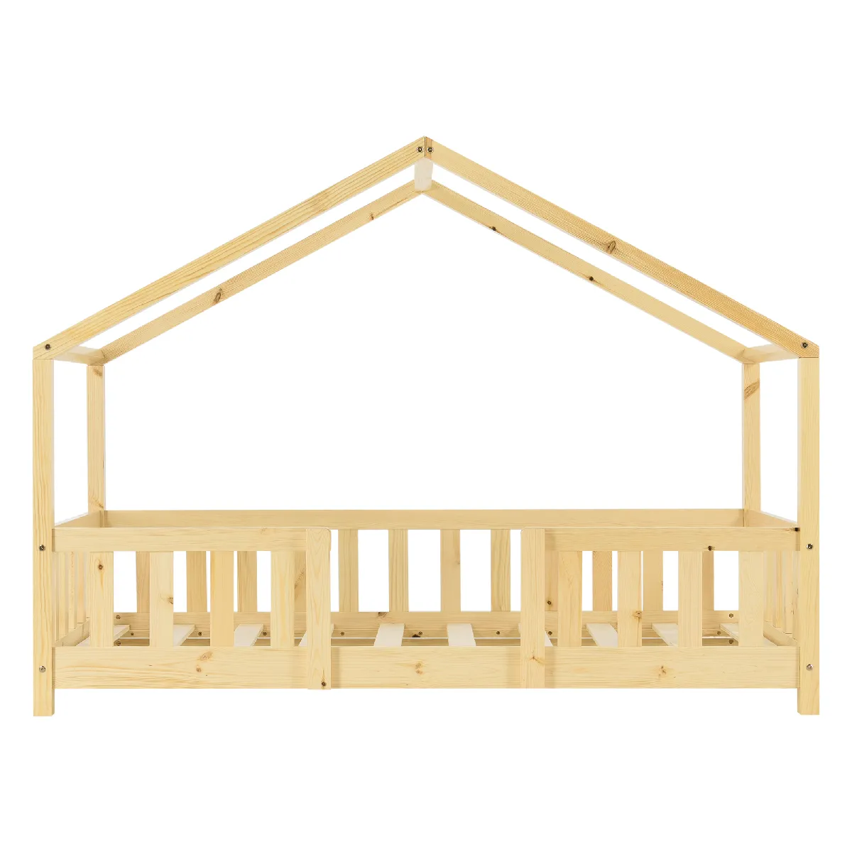 En.Casa en_casa Lit d'enfant forme maison - Bois naturel 160x80 cm