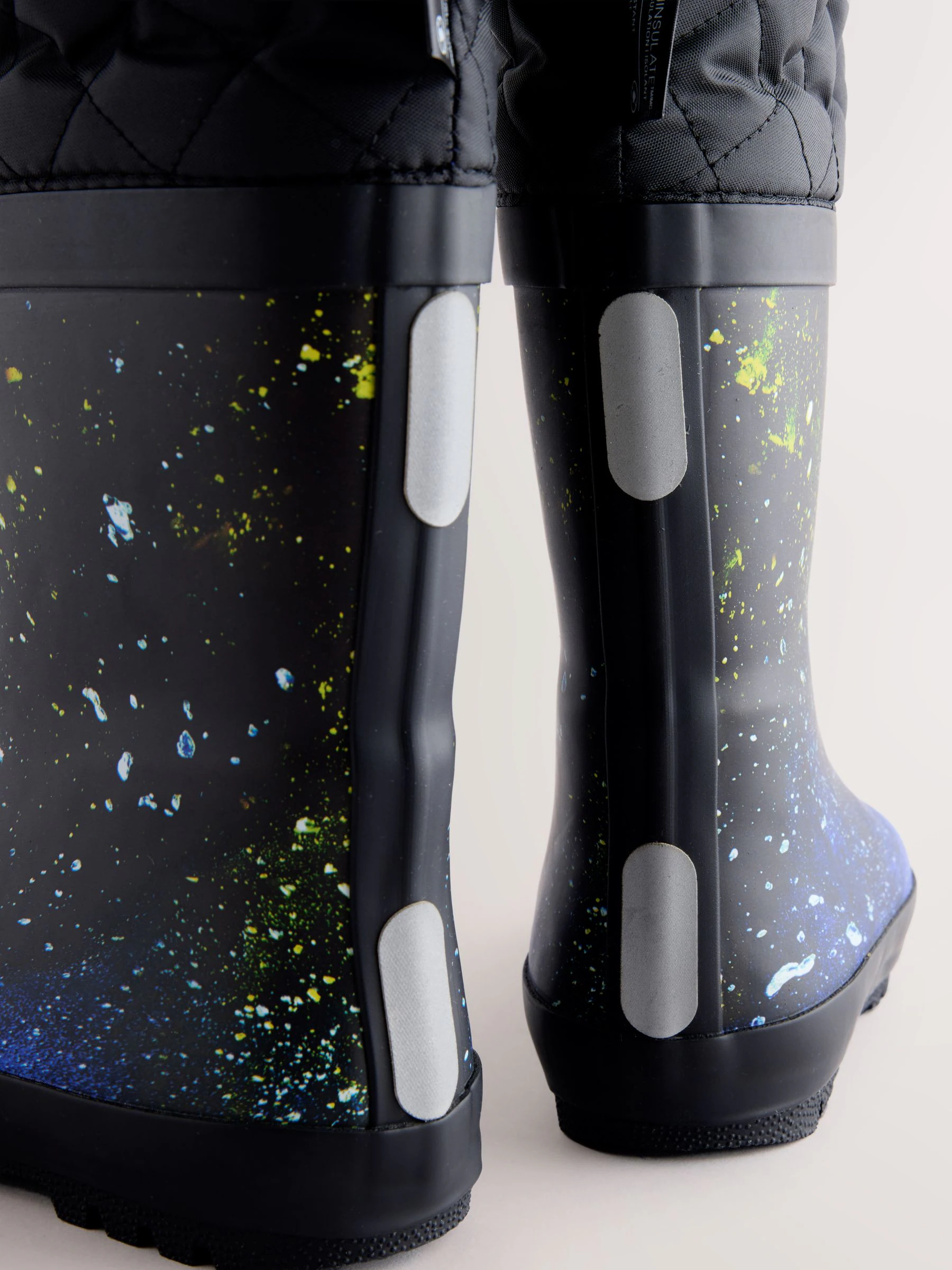 blauw galaxy - Warme gevoerde regenlaarzen met rand