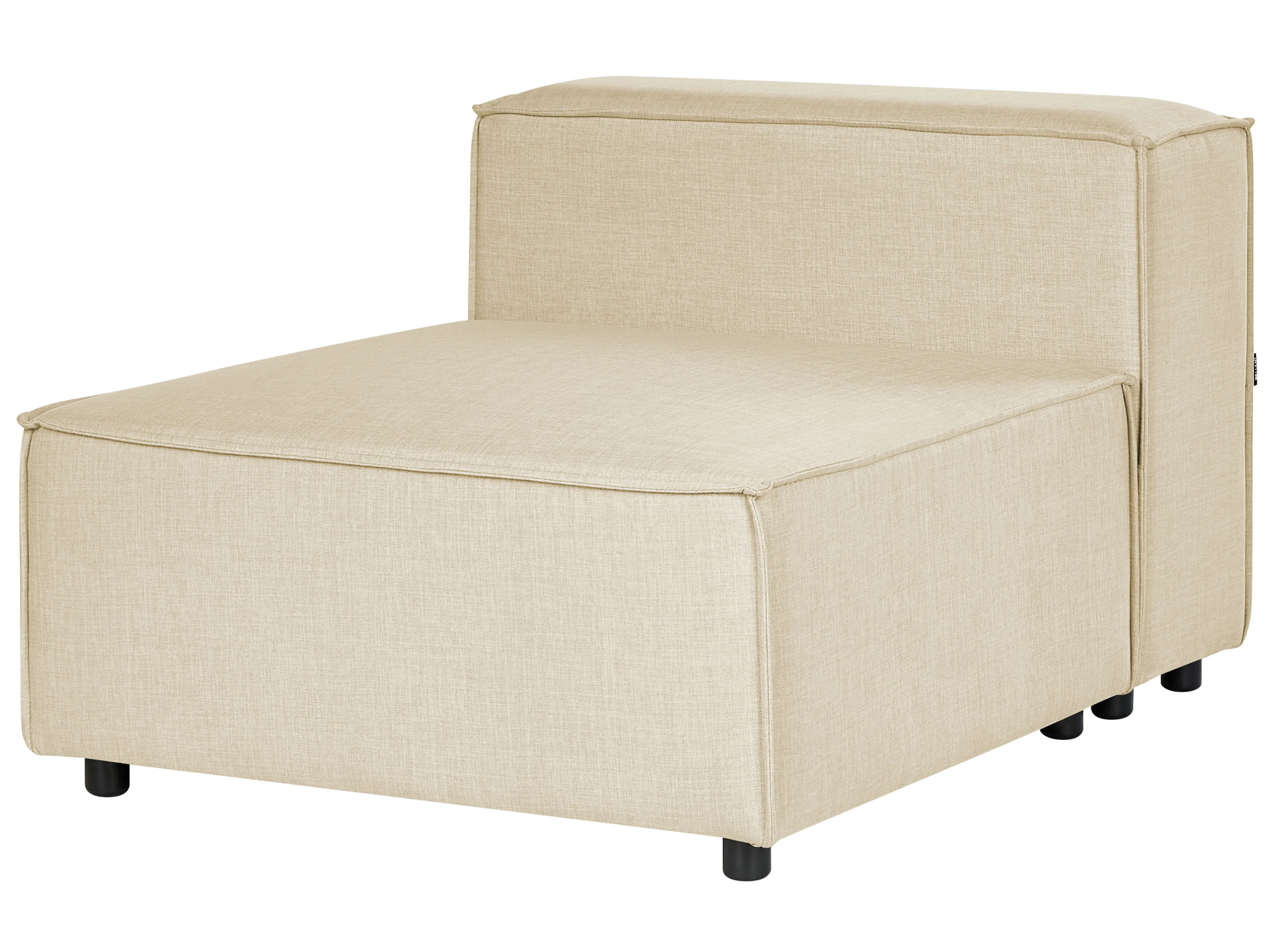 Modulaire hoekbank 3-zits APRICA Kunstlinnen Beige met ottomaan rechtszijdig