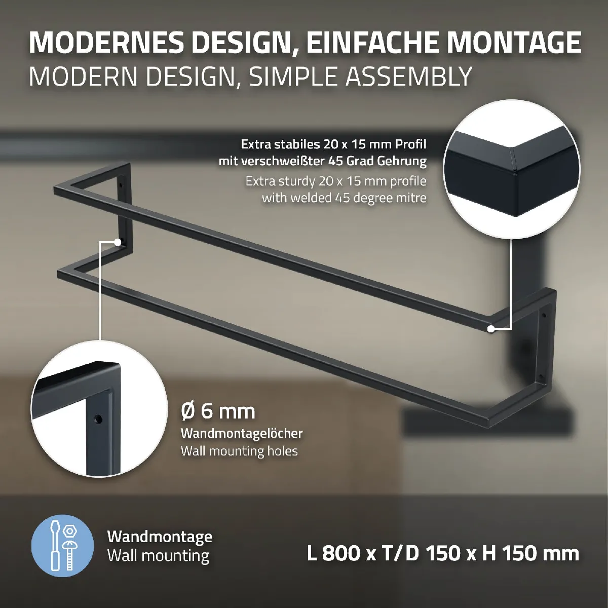 Porte-serviettes mural ML-Design - Anthracite