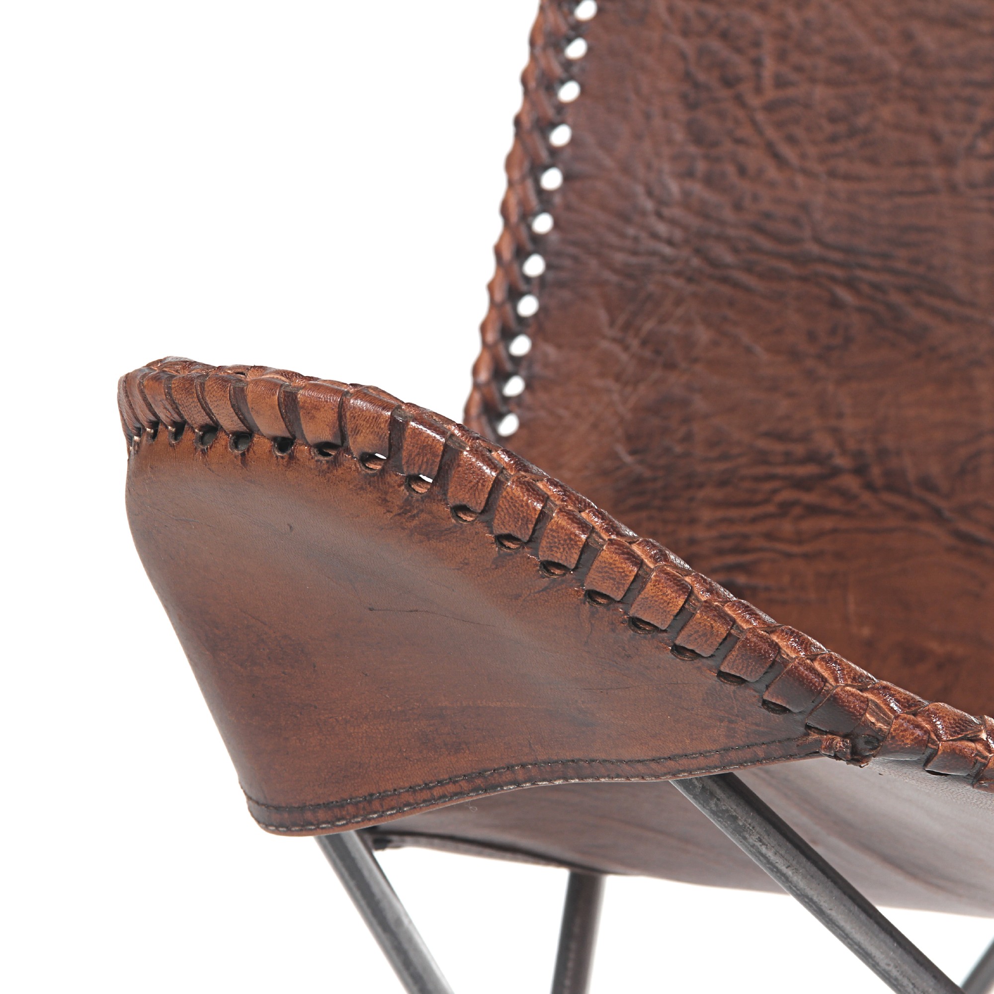 Lounger 'Nick', cognac, vernickelt, T 69 cm, B 83 cm, H 100 cm von fischer's lagerhaus