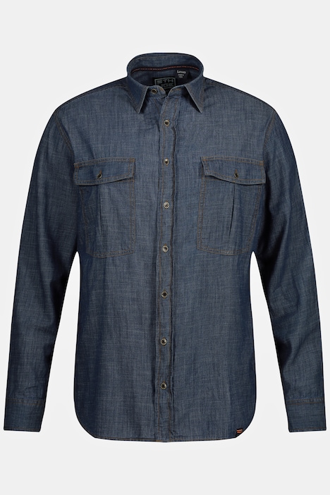 STHUGE Jeans-Hemd, Langarm, Modern Fit, Kentkragen, bis 8 XL
