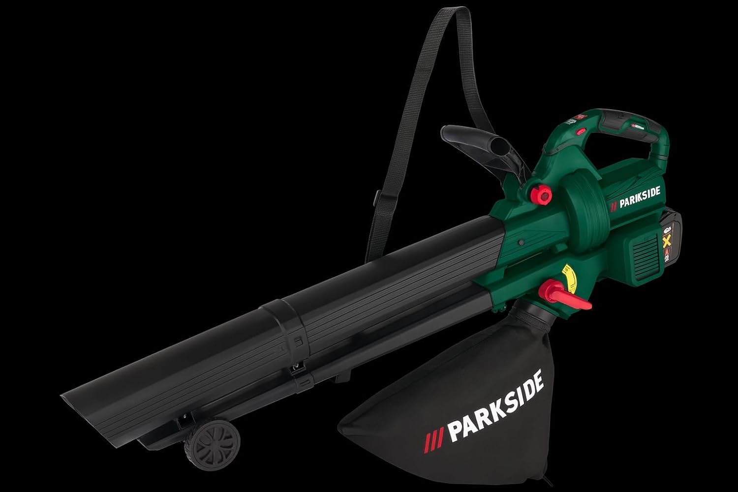 Parkside Akku-Laubsauger und Laubbläser PLSBA 40-Li A1, 40V, max. 210 km/h Luftgeschwindigkeit, 40L Fangsack, Häckselfunktion 15:1, OHNE AKKU & Ladegerät, kompatibel mit X20V Team