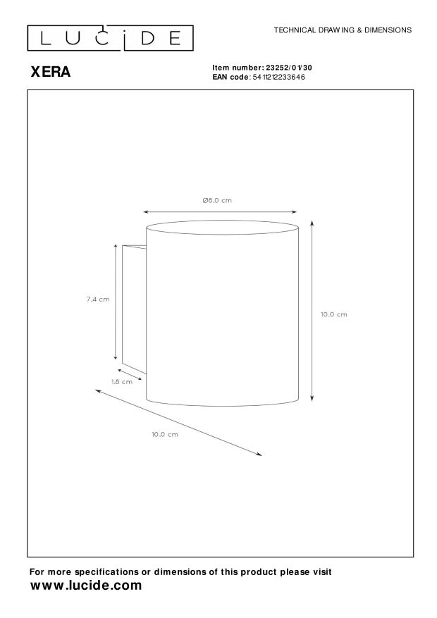 Xera wandlamp Ã8 zwart