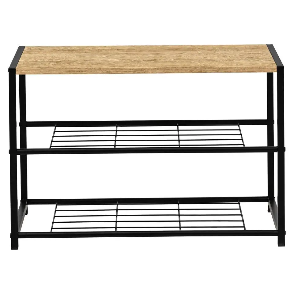 Schoenenbankje Alizee - 63x30x43cm - eikdecor/zwart