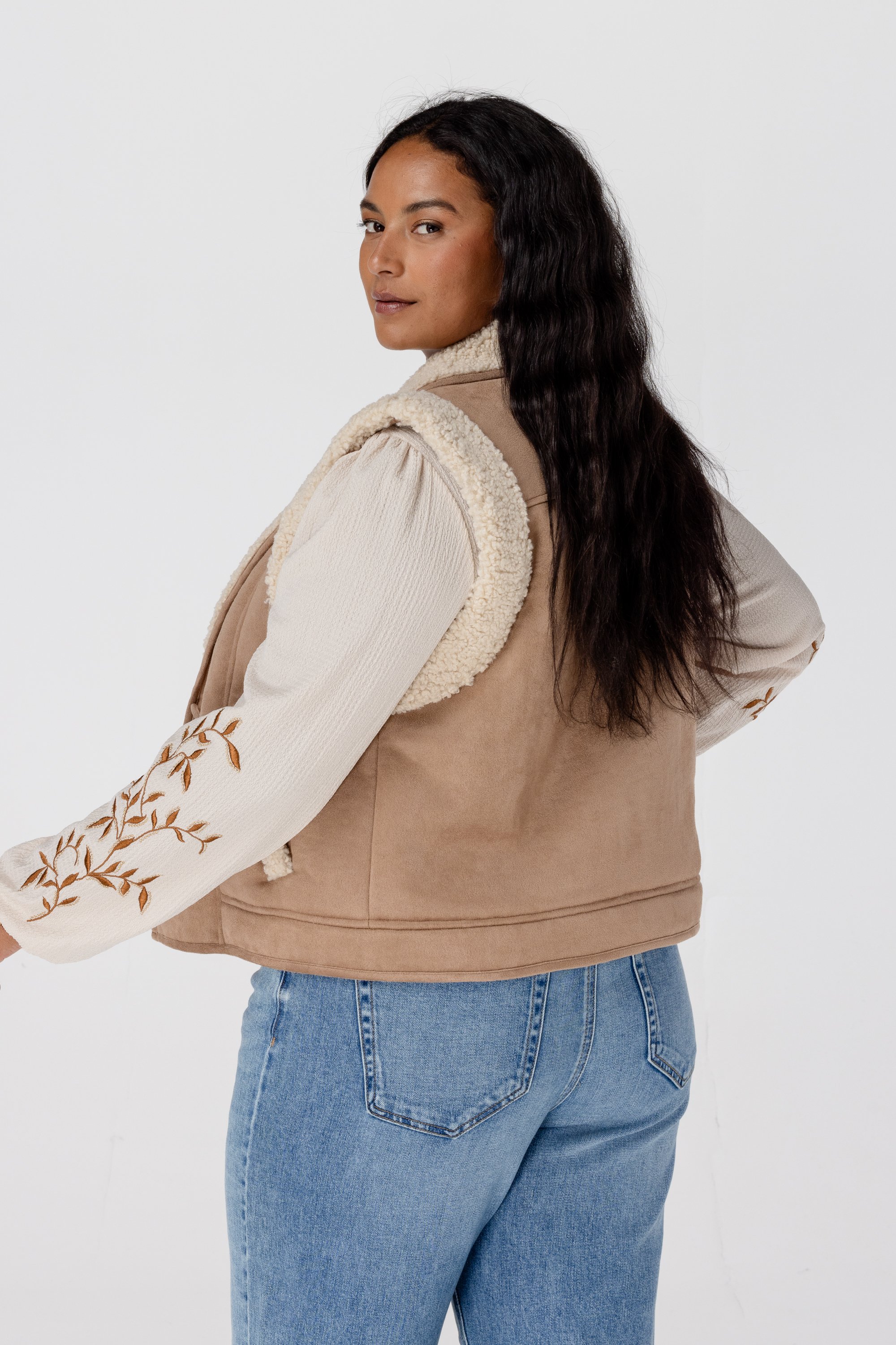 Gilet met teddy voering camel
