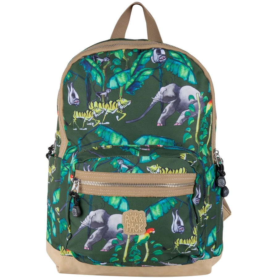 Pick & Pack Rucksack Happy Jungle M Bamboo Green