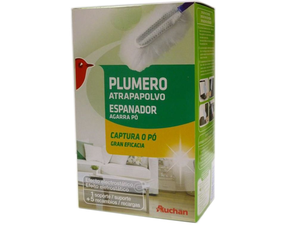 ESPANADOR AGARRA PÓ AUCHAN 1 SUPORTE E 5 RECARGAS