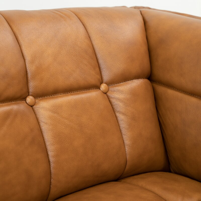 Ardrie 86'' Genuine Leather Flared Arm Sofa