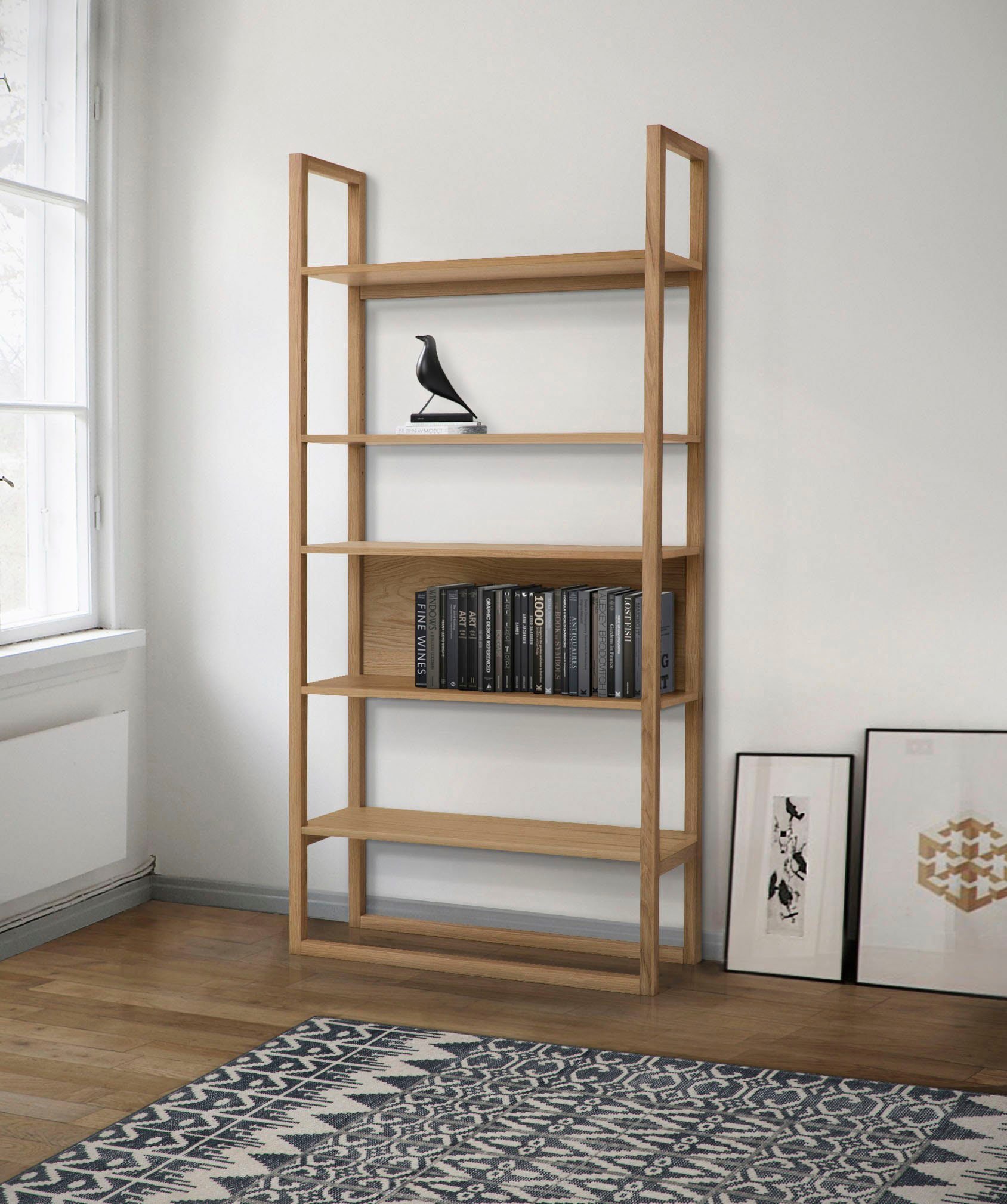 Woodman Bücherregal »New Est« im skandinavischen Design, Gestell aus massiver Eiche, FSC®
