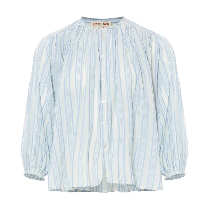 Laurence Bras Blouse Cigarbox Rayures Khadi | Bleu