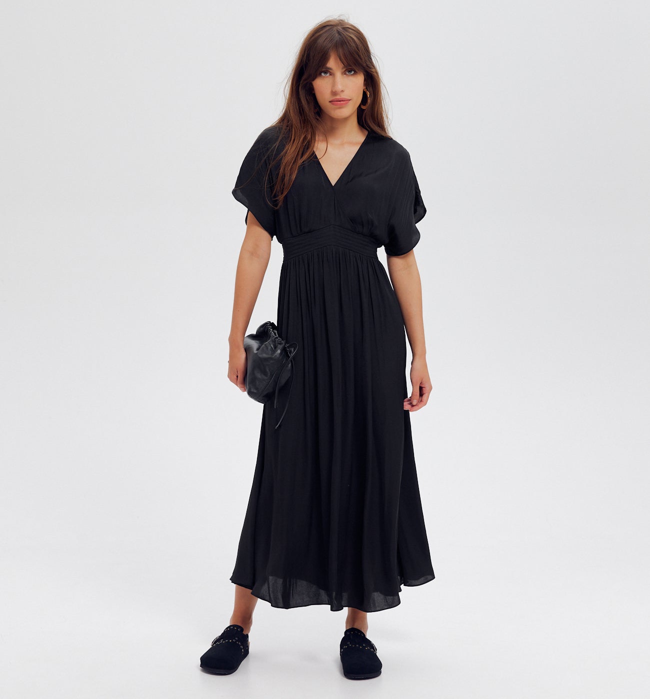 Robe longue en satin Femme - Noir