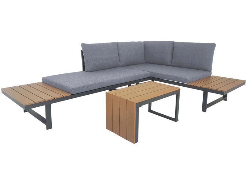 NORDIcated Loungeset Lain Alu Frame Elegantes und vielseitiges Alu-Sofa-Set für drinnen und draussen