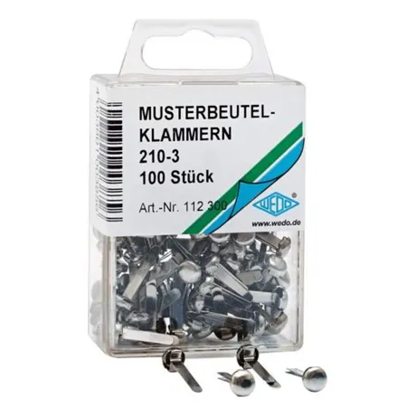 WEDO® 112300 Musterbeutel-Klammern Rundkopf 210-3, 100 Stück