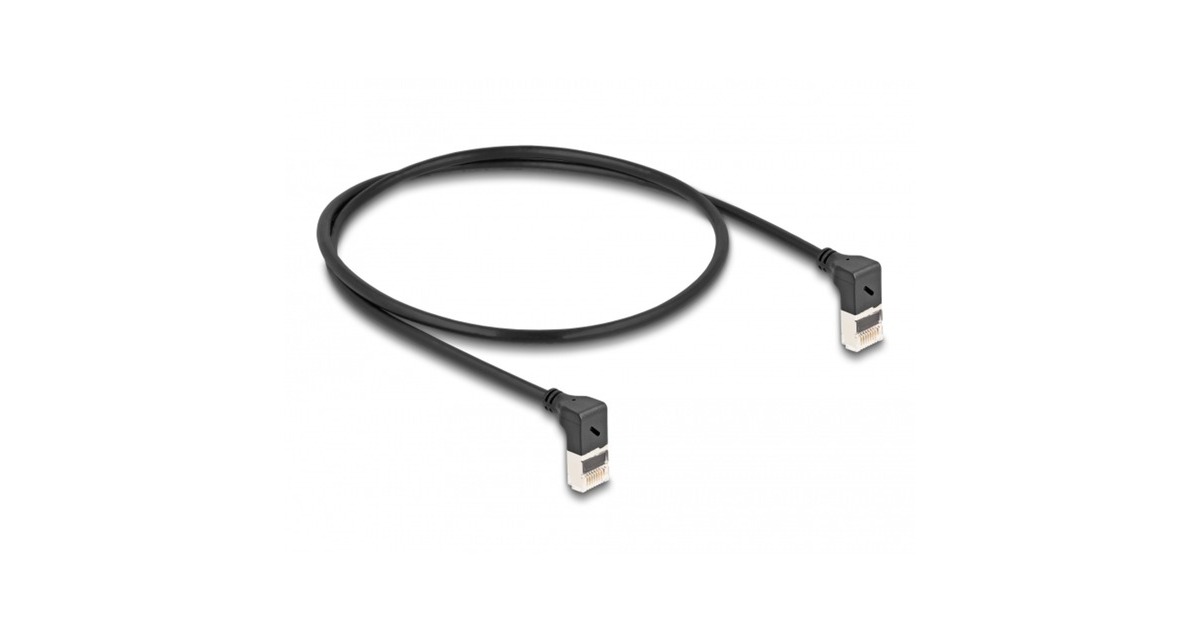 DeLOCKRJ45 Network Cable Cat.6A S/FTP Slim 90° upwards / upwards angled 0.5 m kabel  (Zwart)