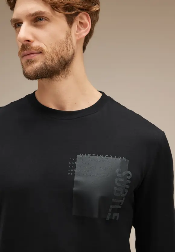 Langarmshirt mit Print - Black