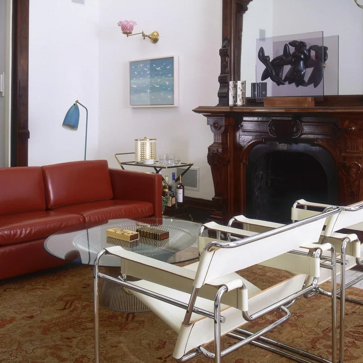 Knoll - Platner Couchtisch, Ø 107 cm, Nickel poliert / Kristallglas
