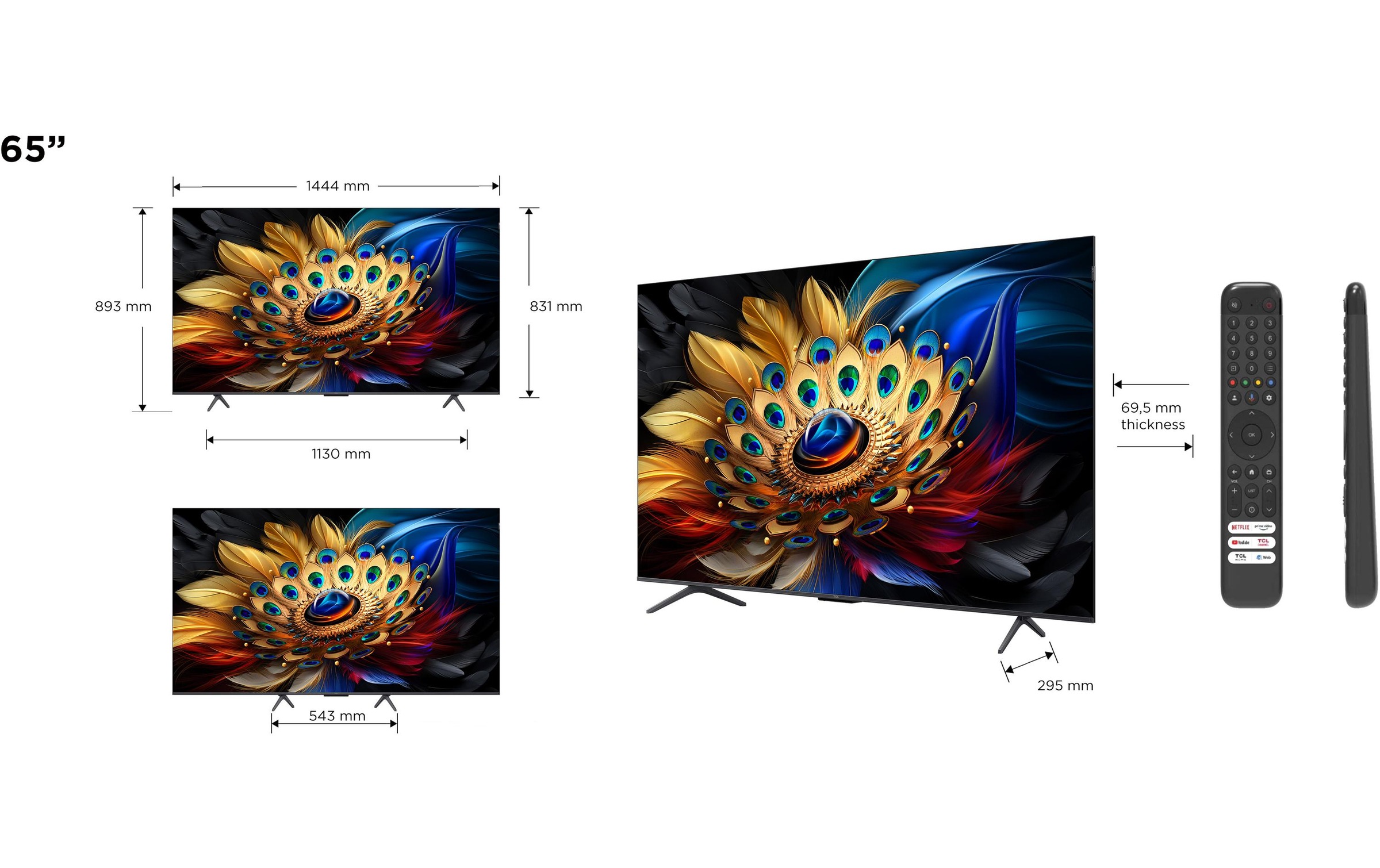TCL QLED-Fernseher »65C655« 164,45 cm/65 ″