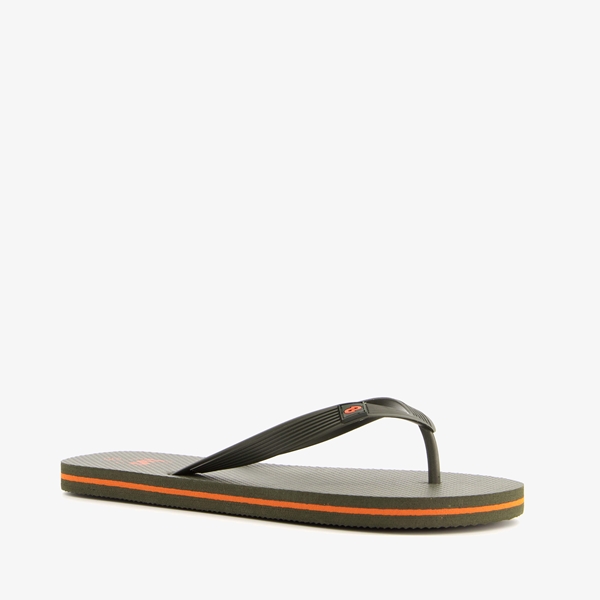 Dames teenslippers groen met oranje details