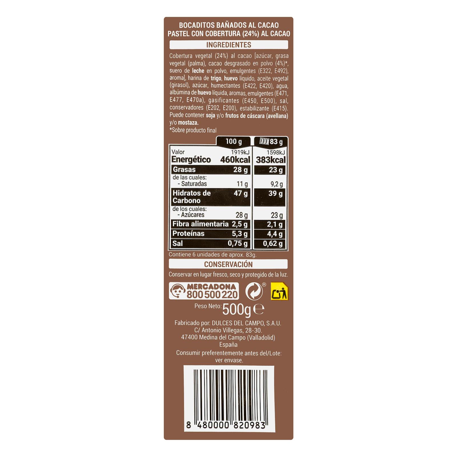 Snacks recouverts de cacao Hacendado