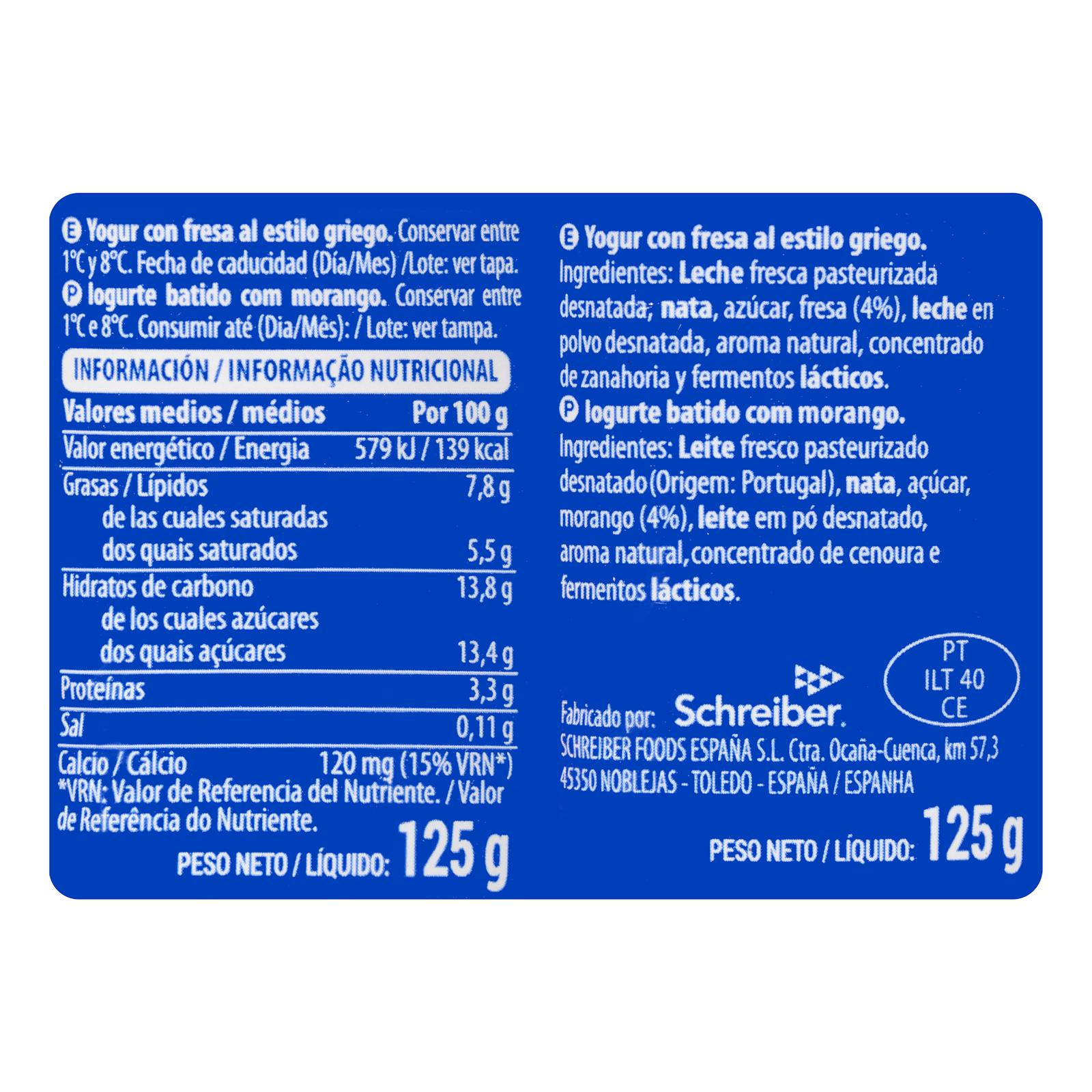 Yaourt grec sans morceaux à la fraise Hacendado