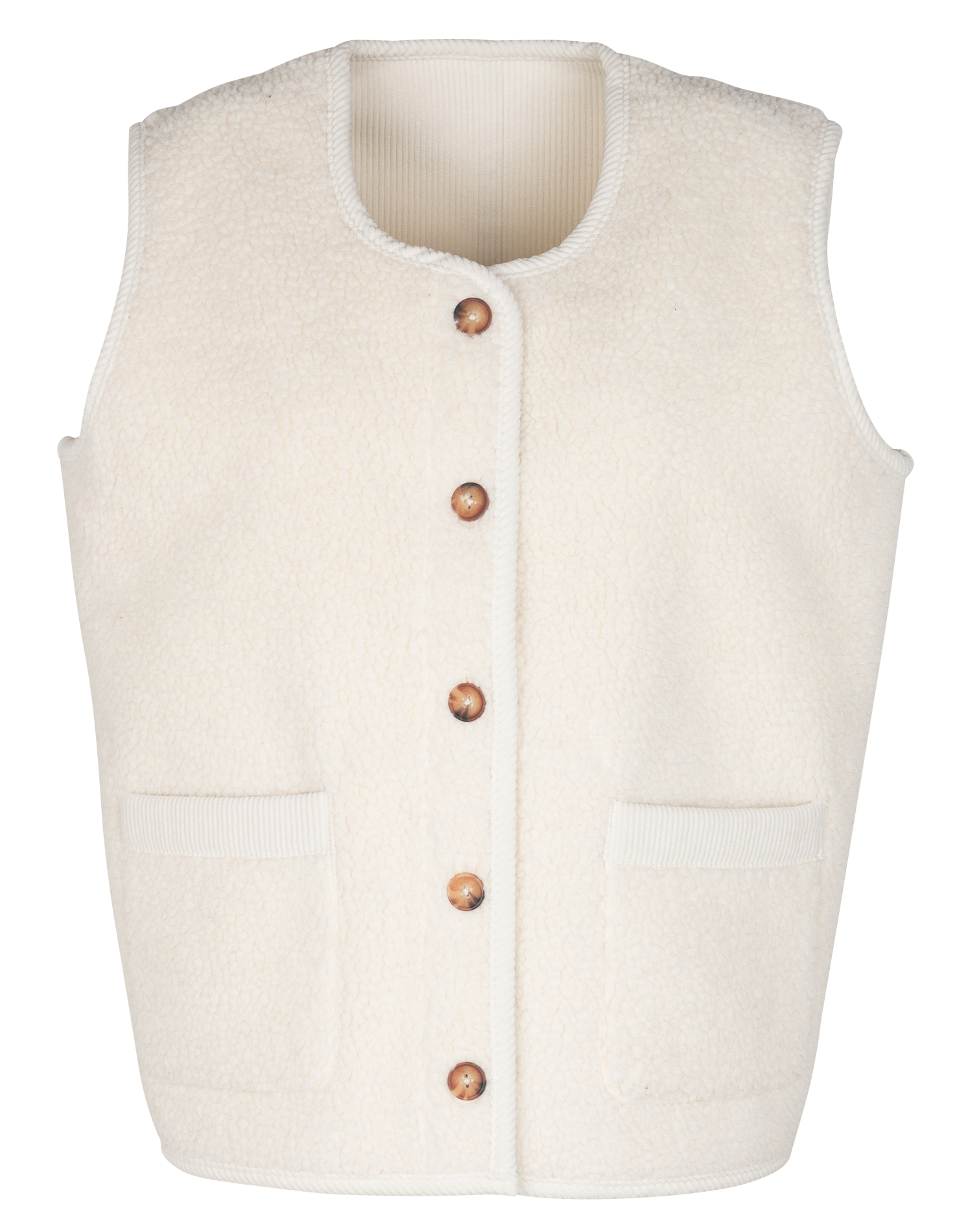 BARNEY - Veste col rond en sherpa réversible | Beige