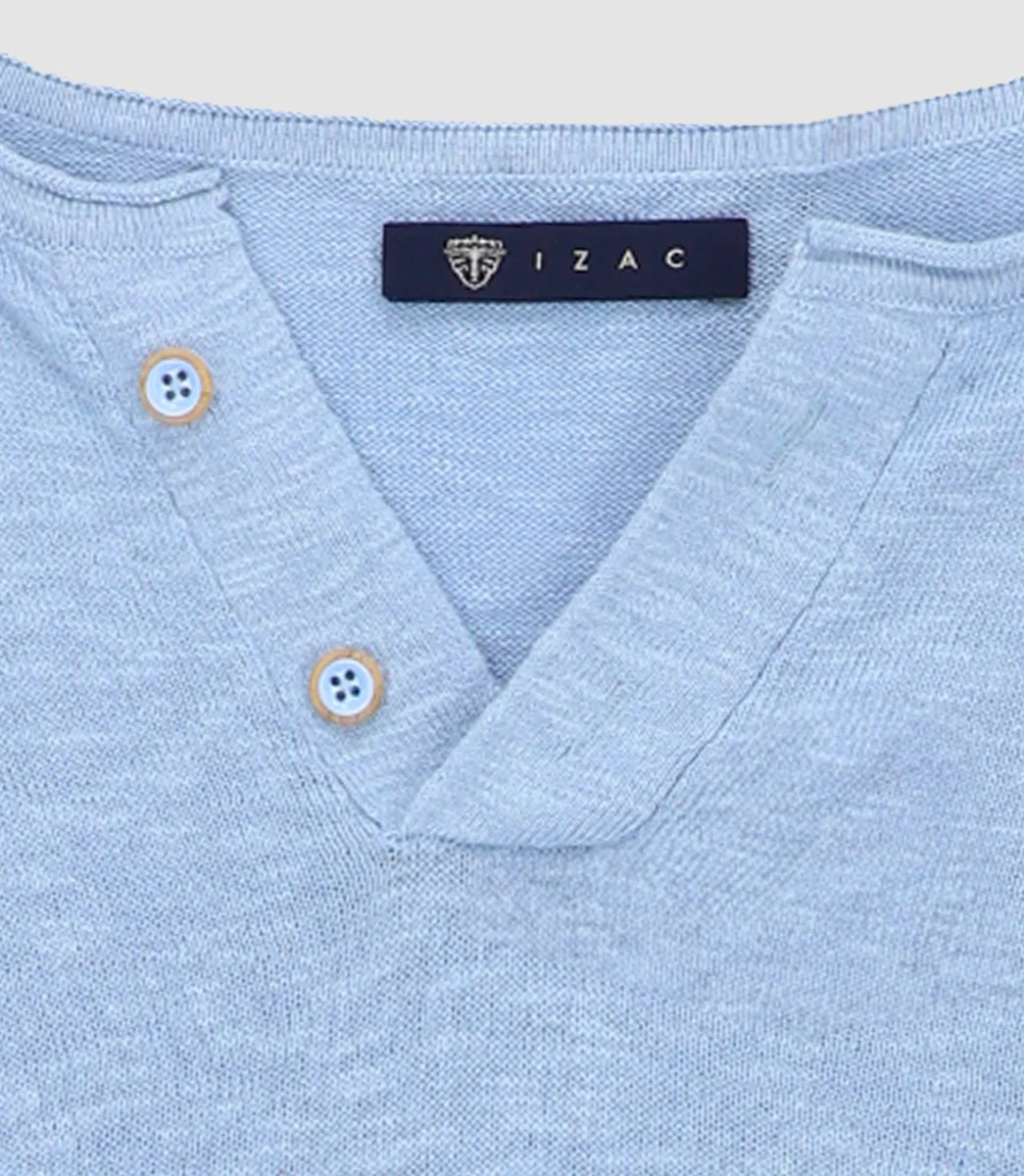 T-shirt col boutonné ciel