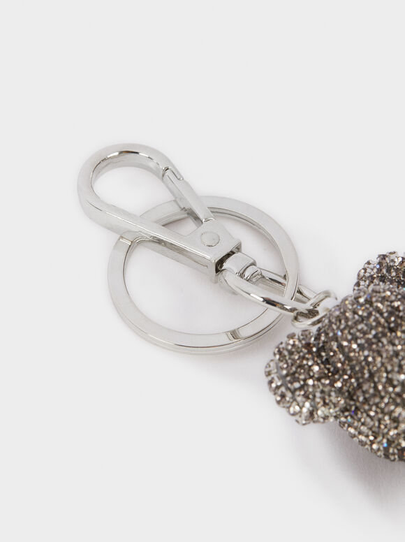 Chaveiro de urso com strass - Prateado