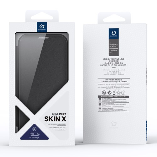 Samsung Galaxy S25 Edge Hybrid Leder Tasche   Kunststoff Rückseite - Schwarz / Transparent