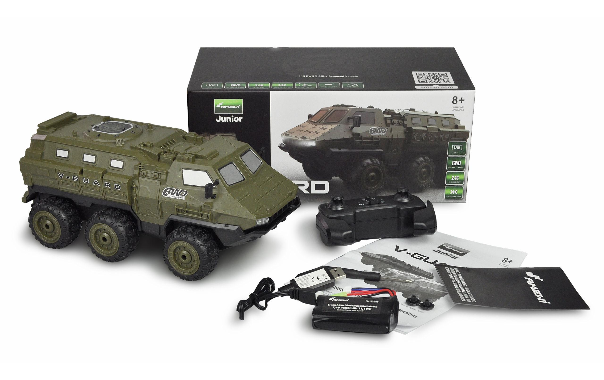 Panzerfahrzeug V-Guard 6WD, Olivgrün RTR, 1:16Gepanzertes 6x6 RC Fahrzeug
