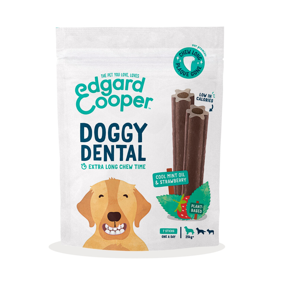 4x Edgard & Cooper Doggy Dental Sticks Aardbei - Frisse Muntolie