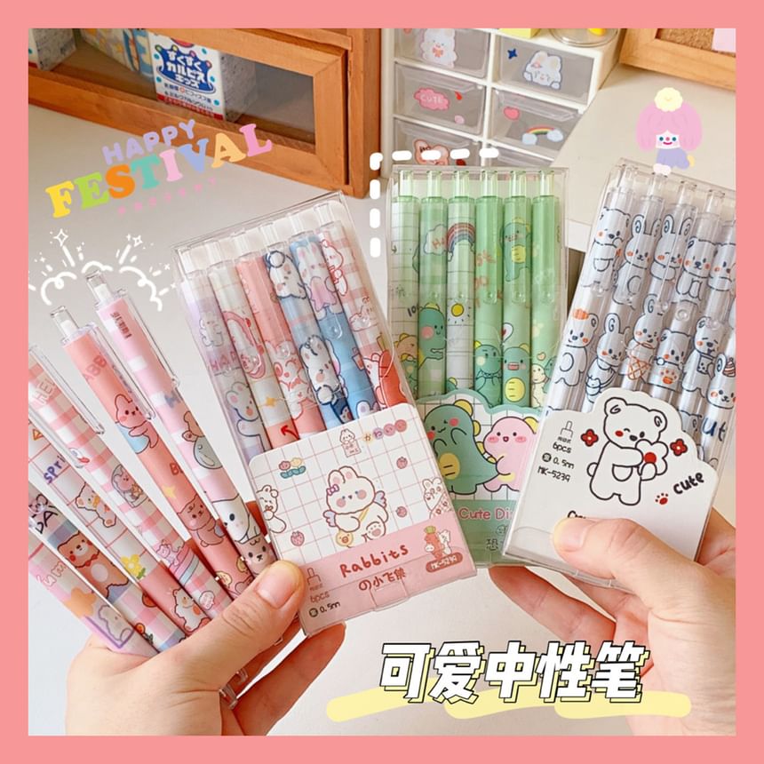 Bohod - Set van 6: Cartoon Pen - 0,5 mm (verschillende designs)
