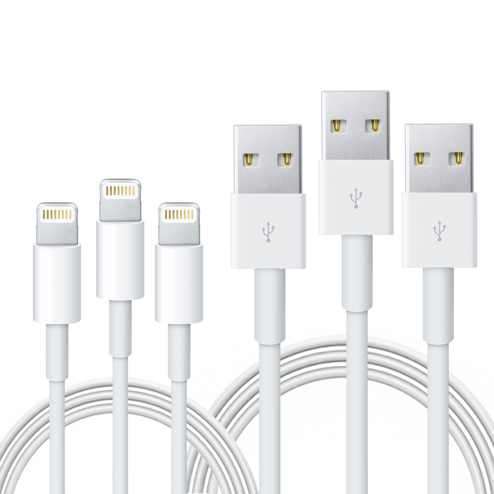 Ladekabel für iPhone 2 m weiss 3er Set