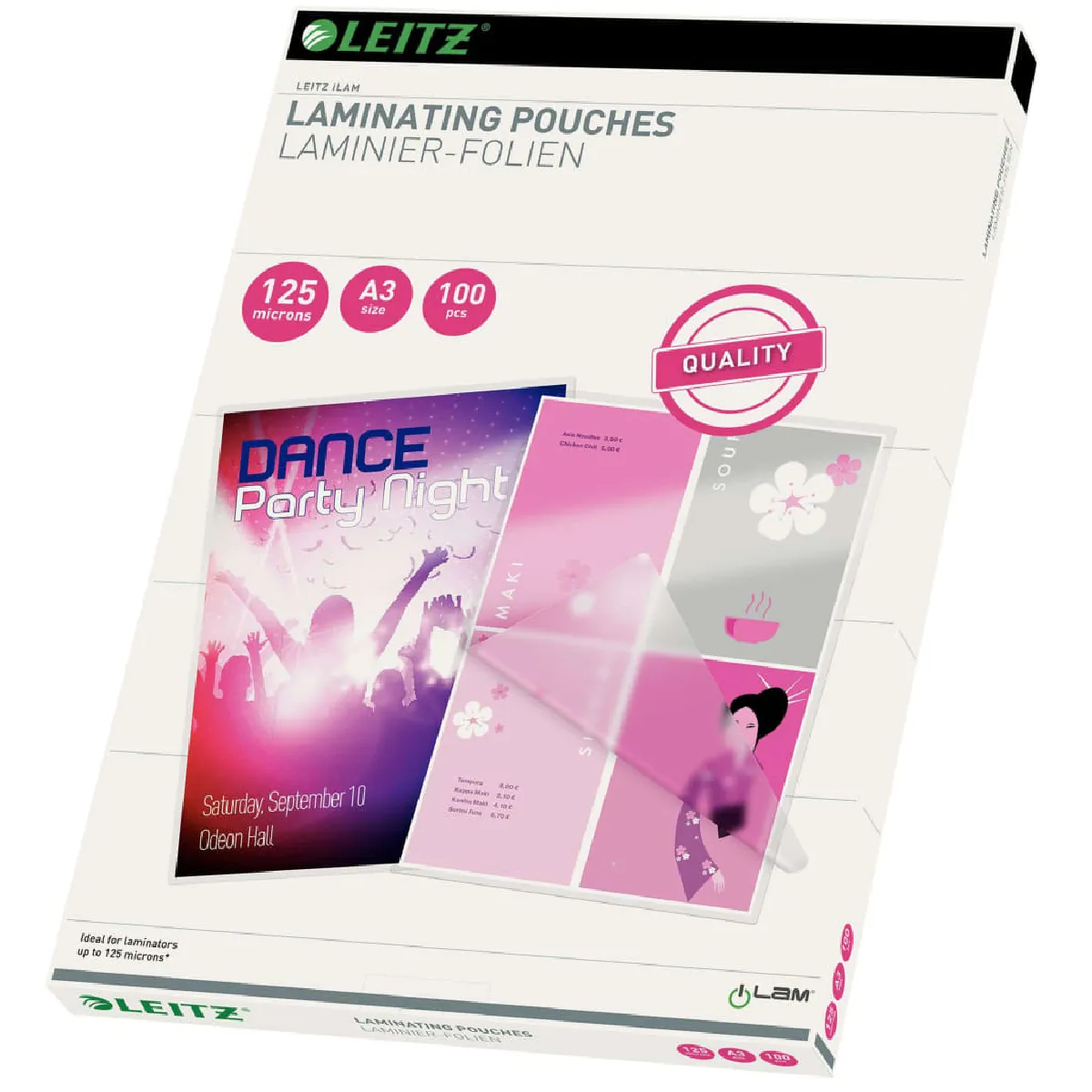 Leitz Pochettes plastification 125 Microns A3