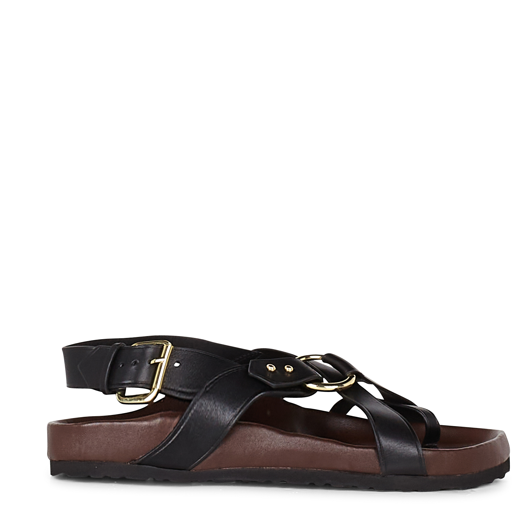 MEXICO - Sandales plates en cuir | Noir