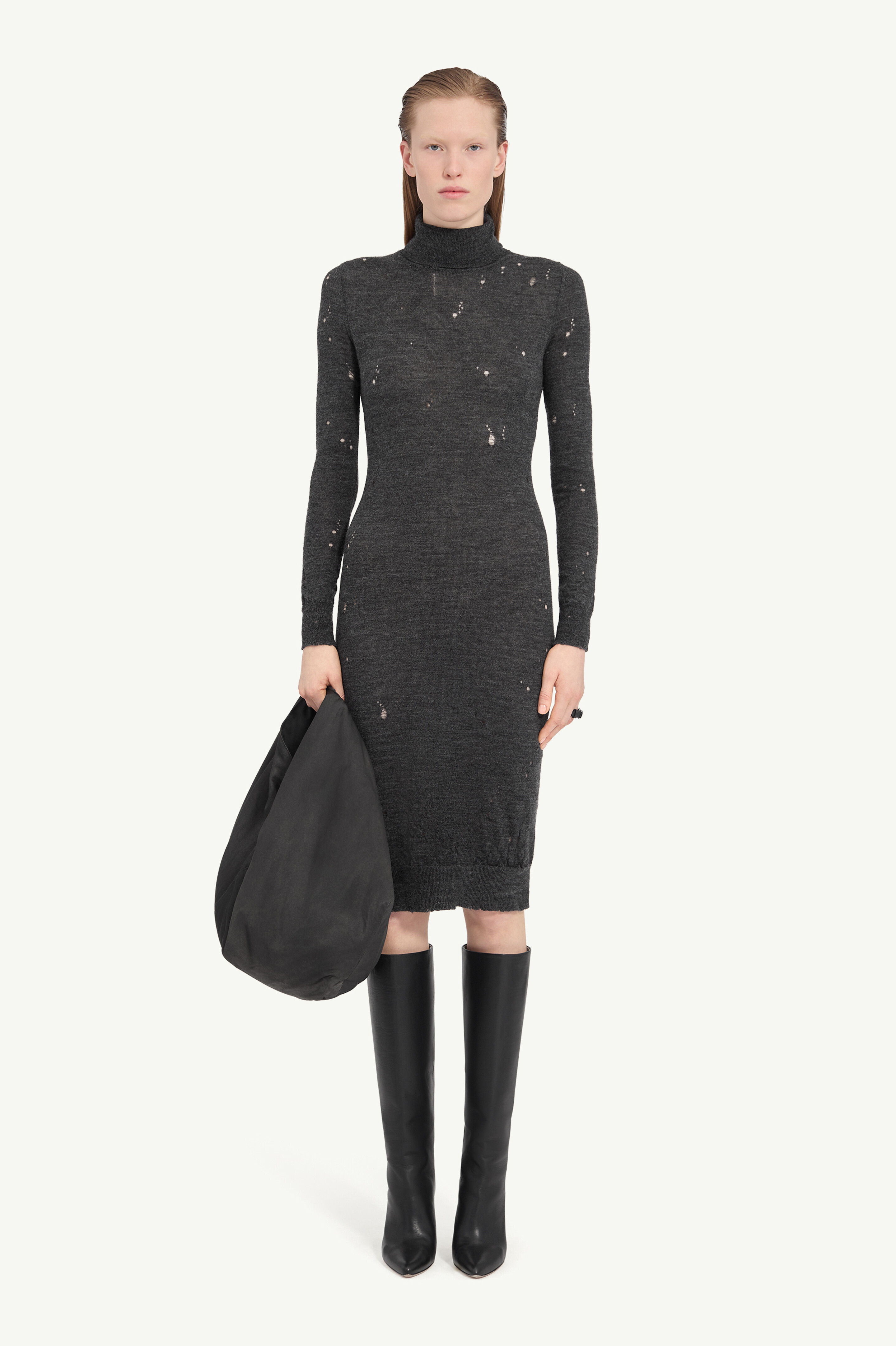Robe à col roulé en laine pour femme | MM6
