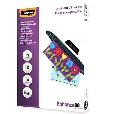 Fellowes - 100 pochettes de plastification A3 (303 x 426 mm) - 80 microns - mate
