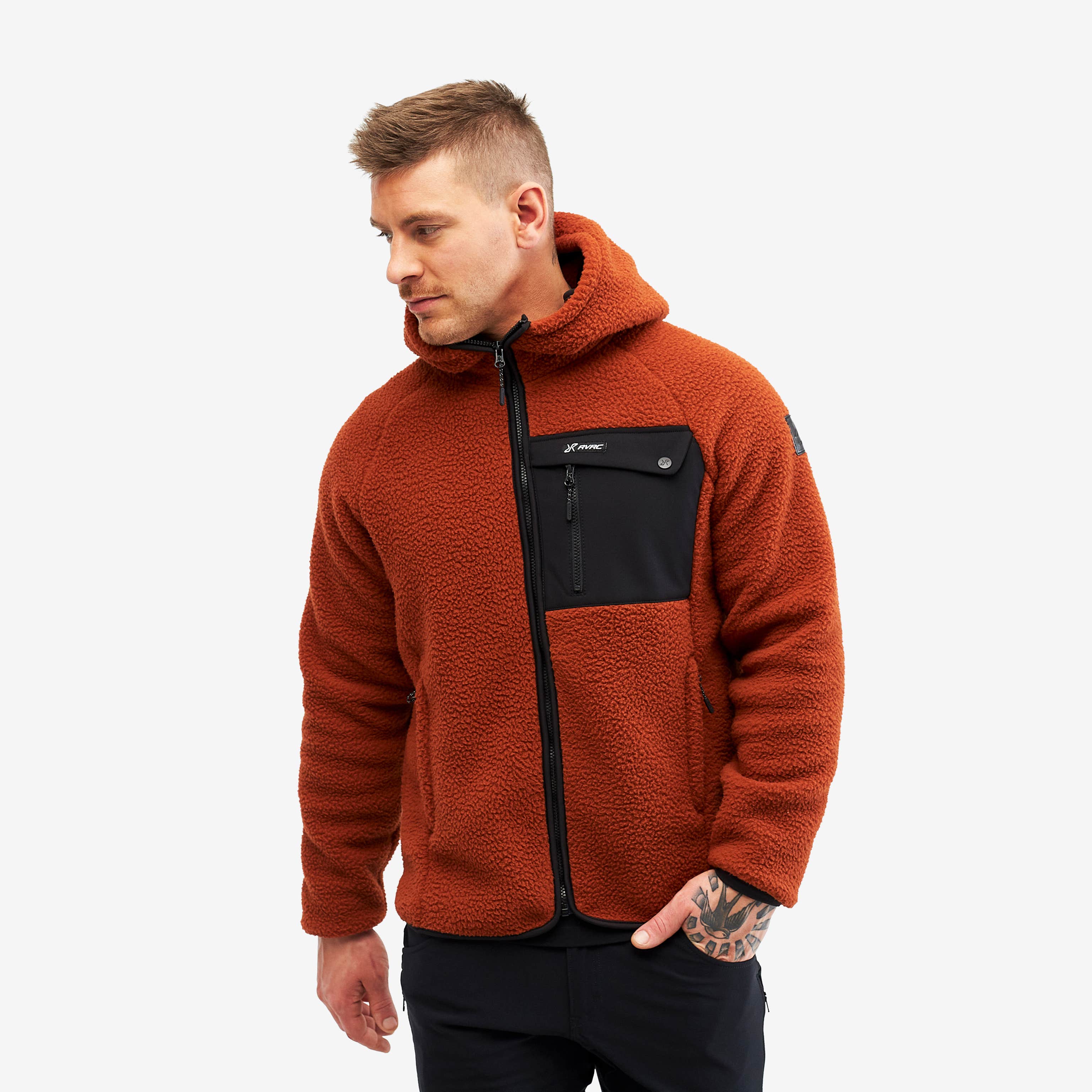 Sherpa Hoodie Herre Rusty Orange
