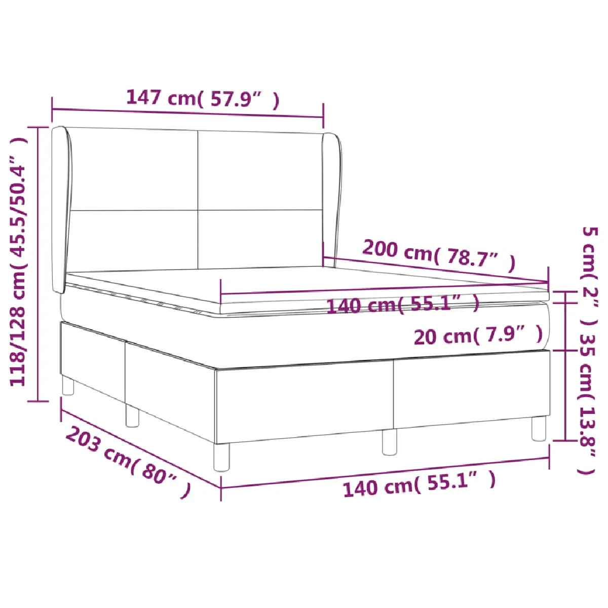 VIDAXL Sommier à lattes de lit et matelas 140x200 cm - Bleu