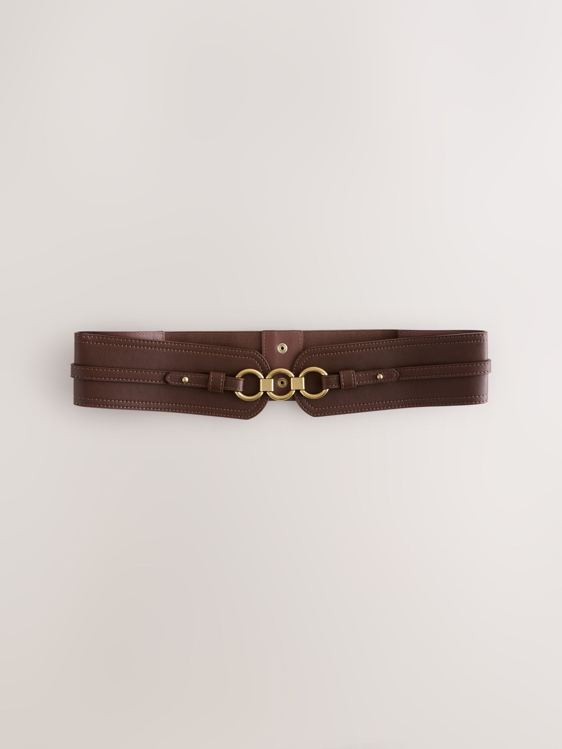 Chocoladebruin - Brede riem in korsetstijl