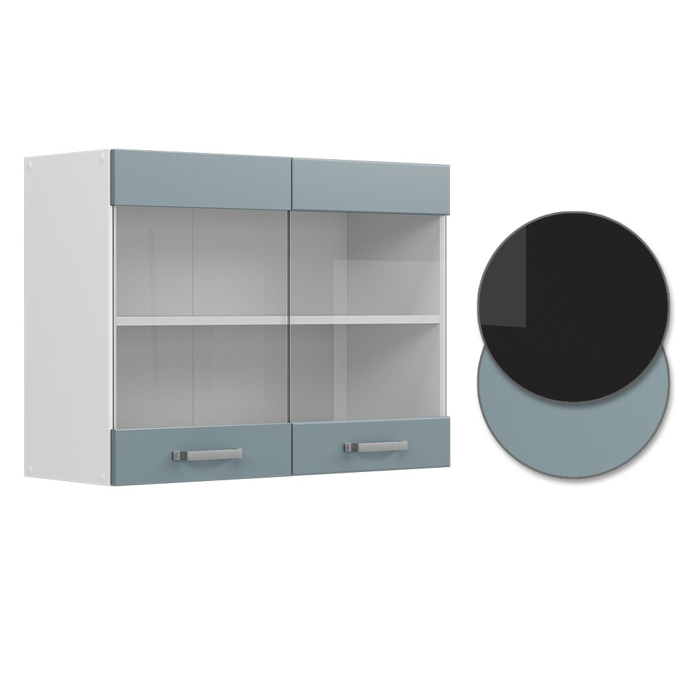 Vicco Glashängeschrank Küchenschrank R-Line Solid Weiß Blau Grau 80 cm modern