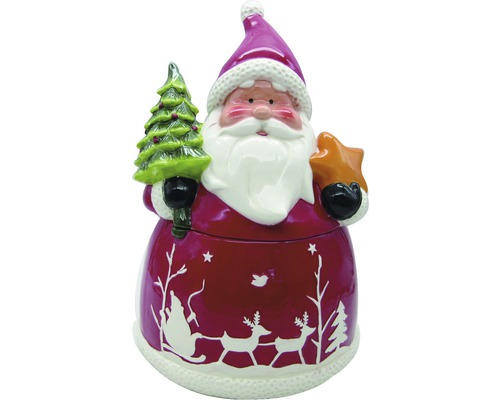 Decoratief object koekjestrommel Kerstman Lafiora keramiek rood
